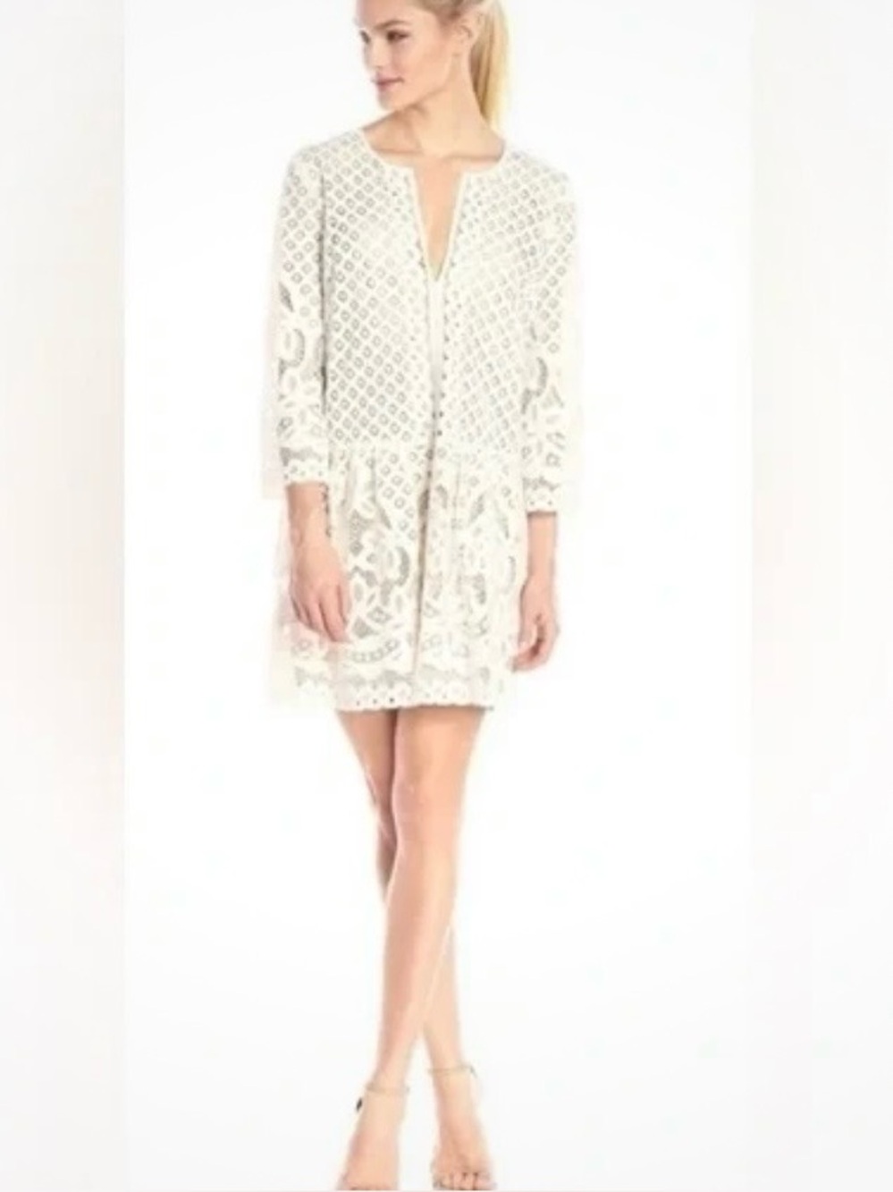 BCBGMaxAzria Cream Crochet Lace Dress - Picture 4 of 4